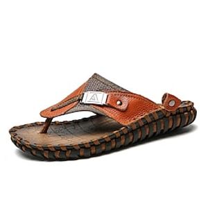 Men's Sandals Slippers  Flip-Flops Casual Classic Outdoor Daily PU Black Brown Spring Summer miniinthebox