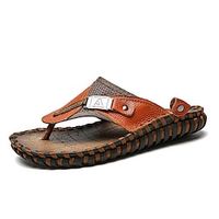 Men's Sandals Slippers  Flip-Flops Casual Classic Outdoor Daily PU Black Brown Spring Summer miniinthebox - thumbnail