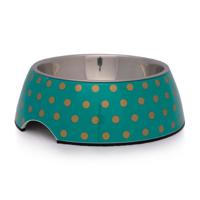 Pawsitiv Round Classic Design Bowl Polka - Green Medium