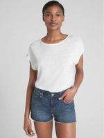 Short Sleeve Braided-Back Top in Linen - thumbnail