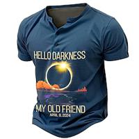 Graphic Letters Fashion Retro Vintage Classic Men's 3D Print T shirt Tee Henley Shirt Sports Outdoor Holiday Going out T shirt Blue Green Dark Gray Short Sleeve Henley Shirt Spring Summer Clothing Lightinthebox