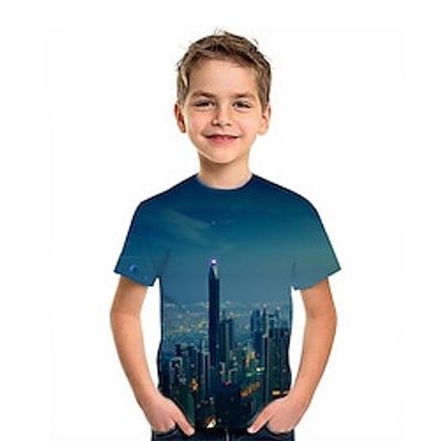 Kids Boys T shirt Tee Graphic Short Sleeve Crewneck Children Top Outdoor 3D Print Sports Fashion Daily Summer Blue 2-13 Years Lightinthebox