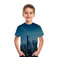 Kids Boys T shirt Tee Graphic Short Sleeve Crewneck Children Top Outdoor 3D Print Sports Fashion Daily Summer Blue 2-13 Years Lightinthebox - thumbnail