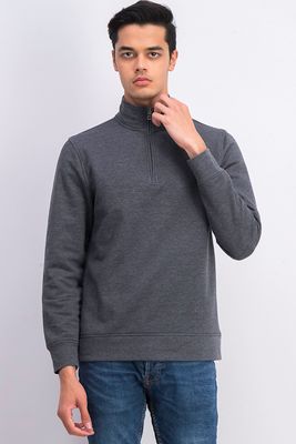 Mens Stretch 1/4-Zip Fleece Sweatshirt  Dark Lead