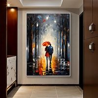 Handmade Original Romantic Couple Oil Painting On Canvas Wall Art Decor Abstract Forest Landscape Painting for Home Decor With Stretched FrameWithout Inner Frame Painting Lightinthebox - thumbnail