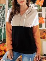 Ladies Color Stitching Long-sleeved Hoodie