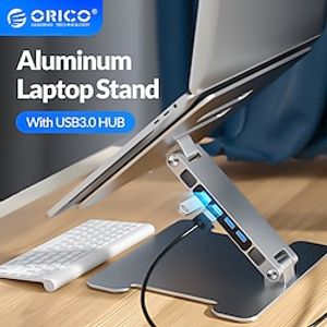 ORICO 4 Port USB3.0 Foldable Laptop Stand Aluminum Notebook Riser Desktop Laptop Cooling Stand for MacBook Dell miniinthebox