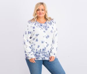 Floral-Print Crewneck Cardigan  Bright White Combo