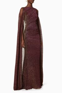 Metallic Voile Cape Dress