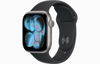 Apple Watch Series 11, GPS + Cellular, 42mm, Jet Black Aluminum Case with Black Sport Band