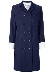 Chanel Pre-Owned slim-fit double-breasted coat - Blue