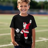 Christmas Boys 3D Santa Claus Tee Shirt Short Sleeve 3D Print Summer Spring Active Sports Fashion Polyester Kids 3-12 Years Crew Neck Outdoor Casual Daily Regular Fit miniinthebox