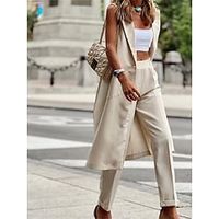 Women's Suits Work Street Holiday Summer Spring Regular Coat Regular Fit Thermal Warm Windproof Breathable Comtemporary Stylish Modern Style Jacket Sleeveless Solid Color with Pockets White Red Lightinthebox - thumbnail