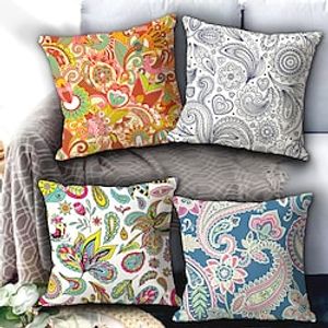 Mandala Paisley Double Side Pillow Cover 4PC Soft Decorative Square Cushion Case Pillowcase for Bedroom Livingroom Sofa Couch Chair Machine Washable miniinthebox