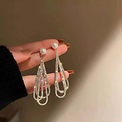 Women's White Pearl Drop Earrings Earrings Chandelier Drop Stylish Luxury Modern French Oversized Earrings Jewelry Gold  White For Wedding Carnival Prom Club Bar 1 Pair Lightinthebox