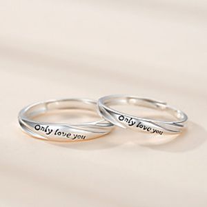 Couple Adjustable Ring Classic Silver S925 Sterling Silver Letter Stylish Korean 2pcs Adjustable  Couple's  Gift Lightinthebox