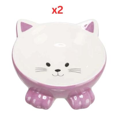 Trixie Elevated Ceramic Ergonomic Cat Bowl - Berry 14Cm (Pack of 2) Trixie Elevated Ceramic Ergonomic Cat Bowl - Berry 14Cm (Pack of 2)