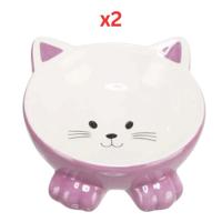 Trixie Elevated Ceramic Ergonomic Cat Bowl - Berry 14Cm (Pack of 2)