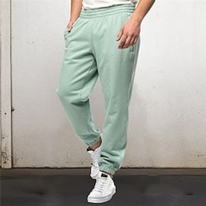 Men's Sweatpants Joggers Wide Leg Sweatpants Trousers Pocket Plain Comfort Breathable Outdoor Daily Going out 100% Cotton Fashion Casual Black Green Lightinthebox