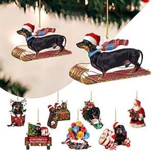 Dog Christmas Tree Ornaments Xmas 2D Acrylic Decoration Tree Pendant Funny 2D Acrylic Pendant r Christmas Decor for Home Holiday Party Funny Ornaments Lightinthebox