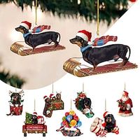 Dog Christmas Tree Ornaments Xmas 2D Acrylic Decoration Tree Pendant Funny 2D Acrylic Pendant r Christmas Decor for Home Holiday Party Funny Ornaments Lightinthebox - thumbnail