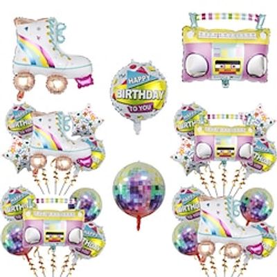Colorful Disco Radio Balloon Set Retro Era Skating Shoes Birthday Party Skating Shoes Scene Decoration Lightinthebox