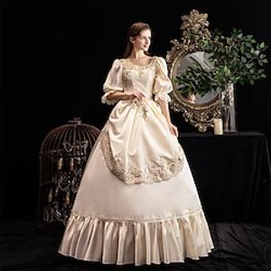Princess Shakespeare Gothic Rococo Victorian Vintage Inspired Dress Party Costume Masquerade Women's Costume Vintage Cosplay Party Masquerade Wedding Party 3/4-Length Sleeve Ball Gown Dress Christmas miniinthebox