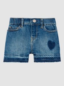 Toddler Elasticized Pull-On Heart Denim Shorts with Stretch