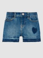 Toddler Elasticized Pull-On Heart Denim Shorts with Stretch - thumbnail