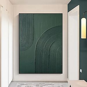 Handmade Oil Painting Canvas Wall Art Decoration Nordic Minimalism Contemporary Green Abstract Texture for Home Decor Rolled Frameless Unstretched Painting Lightinthebox