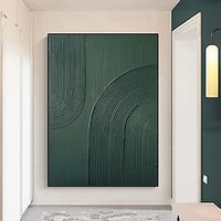 Handmade Oil Painting Canvas Wall Art Decoration Nordic Minimalism Contemporary Green Abstract Texture for Home Decor Rolled Frameless Unstretched Painting Lightinthebox - thumbnail