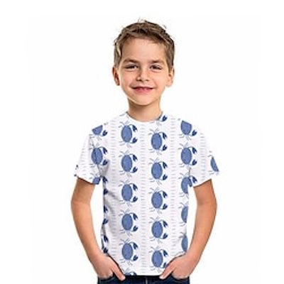 Kids Boys T shirt Tee Graphic Animal Cat Short Sleeve Crewneck Children Top Outdoor 3D Print Vacation Tropical Fashion Summer Blue 2-13 Years Lightinthebox