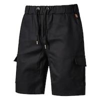 Men's Cargo Shorts Shorts Bermuda shorts Drawstring Multi Pocket Plain Outdoor Sports Knee Length Outdoor Daily Fashion Casual Black Navy Blue Inelastic Lightinthebox