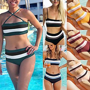 Women's Tankini Spandex Swimwear Quick Dry Sleeveless Backless 2 Piece - Swimming Surfing Snorkeling Patchwork Summer Lightinthebox