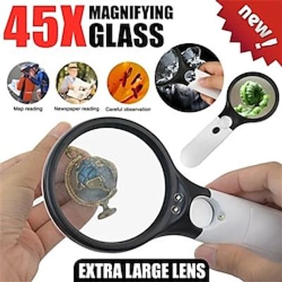 New Upgrade 3X 45X Handheld Magnifier 3 LED Light Reading Magnifying Glass Jewelry Repair Tool Jewellery Loupe Lightinthebox