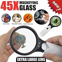 New Upgrade 3X 45X Handheld Magnifier 3 LED Light Reading Magnifying Glass Jewelry Repair Tool Jewellery Loupe Lightinthebox - thumbnail