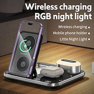 Wireless Charger 30W Output Power Wireless Charging Station Foldable Charging Station CE Certified Fast Wireless Charging MagSafe 4 in 1 For Compatible with any wireless charging enabled devices Lightinthebox