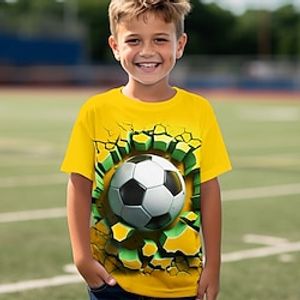 Boys 3D Football Tee Shirt Short Sleeve 3D Print Summer Active Sports Fashion Polyester Kids 3-12 Years Crew Neck Outdoor Casual Daily Regular Fit miniinthebox