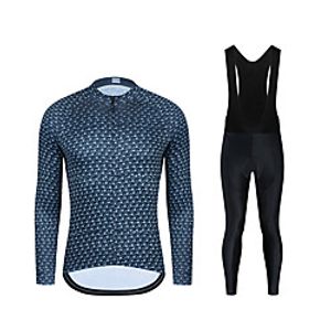 CAWANFLY Men's Long Sleeve Cycling Jersey with Tights Cycling Pants Cycling Bib Tights Spandex Bule  Black Bike Sports Geometic Mountain Bike MTB Road Bike Cycling Clothing Apparel  Micro-elastic Lightinthebox