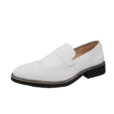 Men's Oxfords Formal Shoes British Style Plaid Shoes Bullock Shoes Casual British Daily Party  Evening PU Black White Color Block Winter Fall miniinthebox