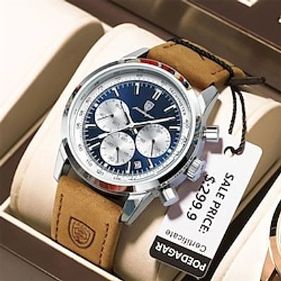 POEDAGAR Luxury Man Watch High Quality Waterproof Chronograph Luminous Men's Wristwatch Leather Men Quartz Watches Casual Clock Lightinthebox