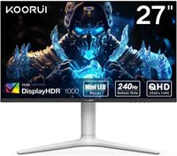 KOORUI Gaming Monitor 27 inch VA mini-LED, QHD 2560 x 1440, Display 240Hz, Tilt Pivot Swivel Height Adjustable HDMI, DisplayPort, Grey - 27GN10