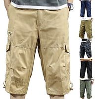Men's Cargo Shorts Shorts Leg Drawstring 6 Pocket Plain Camouflage Comfort Knee Length Outdoor Daily Going out 100% Cotton Fashion Streetwear Black Yellow miniinthebox - thumbnail