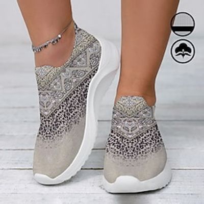 Women's Sneakers Ethnic Paisley Leopard Print Graphic Print Soft and Lightweight Flyknit Sneakers Lightinthebox