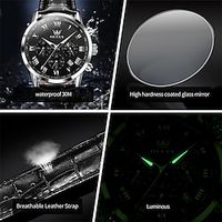 New Olevs Brand Watches Decorative Luminous Moon Phase Chronograph Multifunction Quartz Watch Waterproof Sports Men'S Wristwatch Lightinthebox