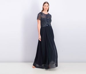 Womens Embellished-Bodice Gown  Navy