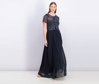 Womens Embellished-Bodice Gown  Navy - thumbnail