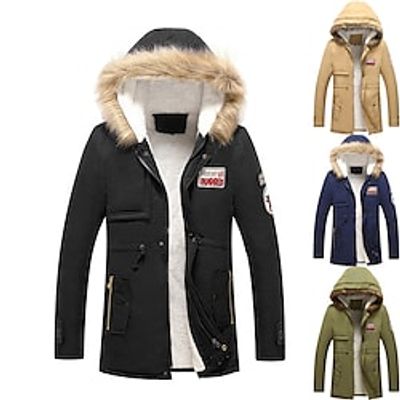 Men's Puffer Jacket Full Zip Zipper Pocket Long Sleeve Outerwear Athletic Athleisure Winter Cotton Thermal Warm Windproof Soft Fitness Running Jogging Sportswear Activewear Solid Colored Army Green Lightinthebox