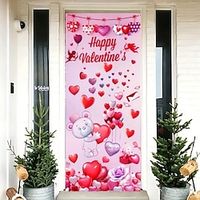 Happy Valentine's Day Door Covers Door Tapestry Door Curtain Decoration Backdrop Door Banner for Front Door Farmhouse Holiday Party Decor Supplies miniinthebox