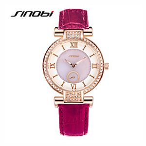 SINOBI Women's Wrist Watch Diamond Watch Quartz Ladies Water Resistant / Waterproof Leather Purple Analog - Purple Green Two Years Battery Life / Sony-SR626SW miniinthebox